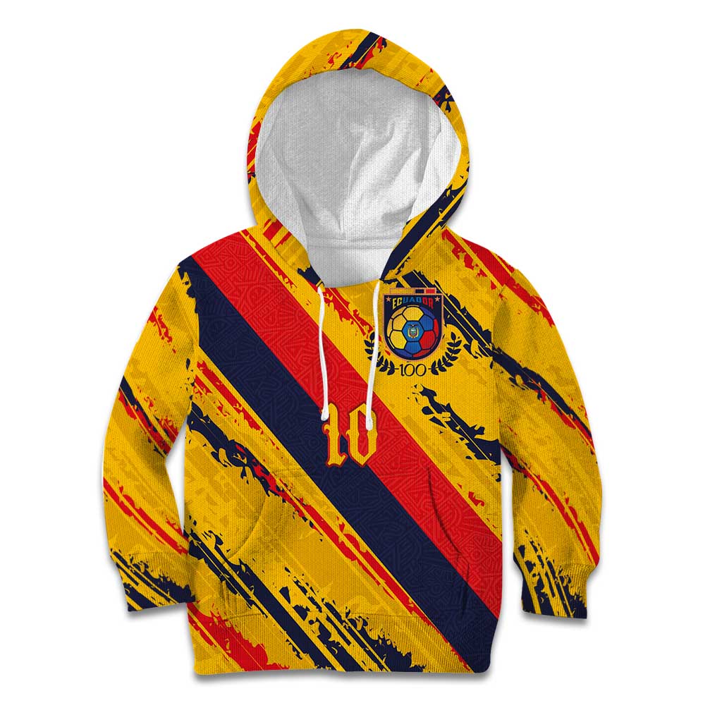 Custom Ecuador Football Kid Hoodie La Tricolor-100th Anniversary - Wonder Print Shop