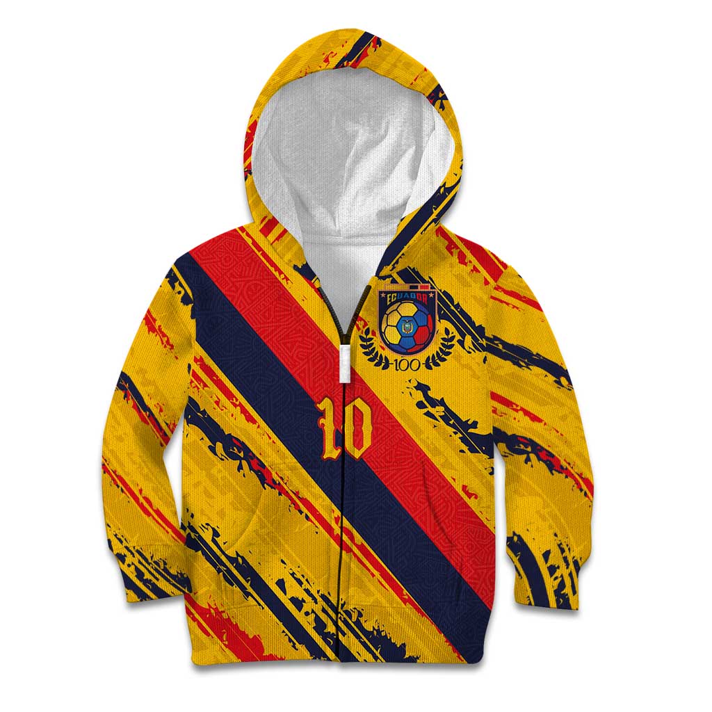 Custom Ecuador Football Kid Hoodie La Tricolor-100th Anniversary - Wonder Print Shop