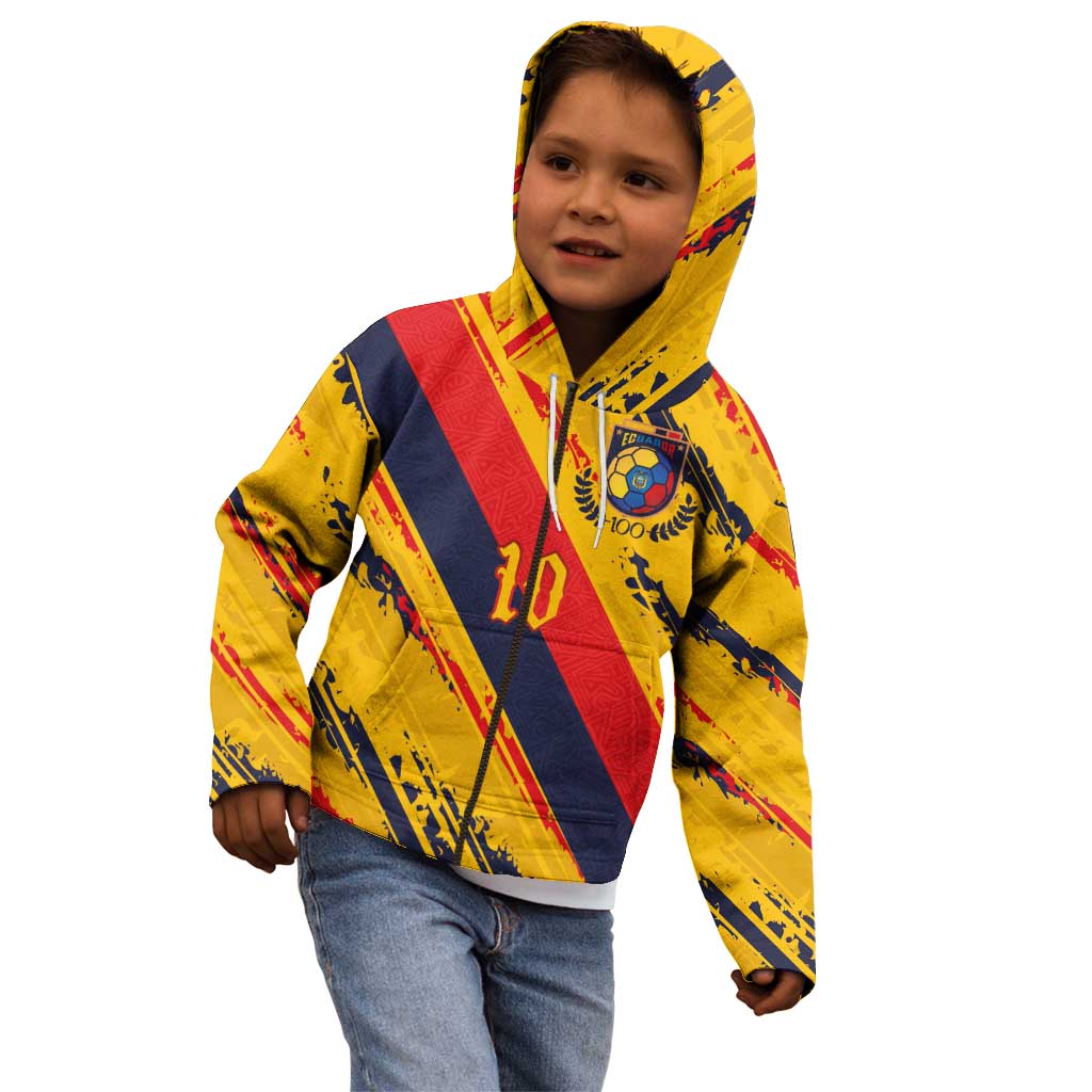 Custom Ecuador Football Kid Hoodie La Tricolor-100th Anniversary - Wonder Print Shop