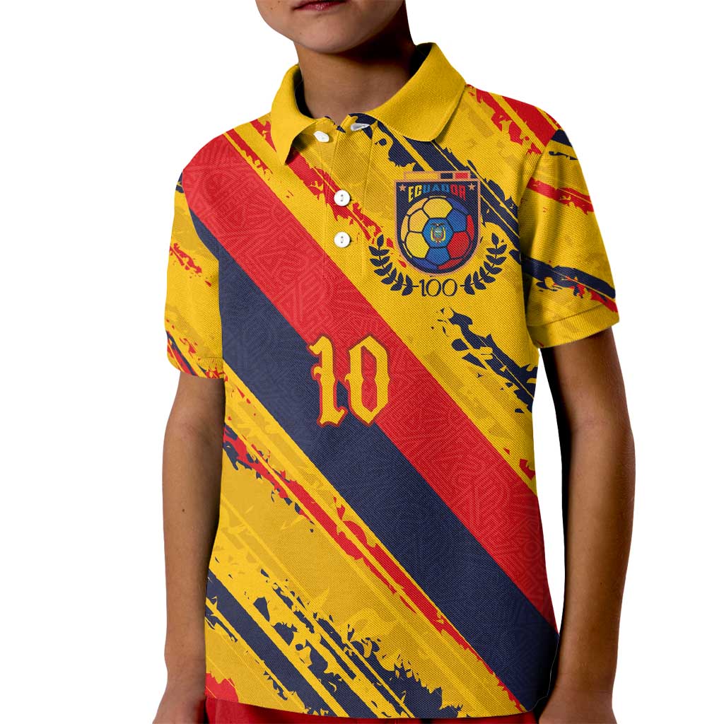 Custom Ecuador Football Kid Polo Shirt La Tricolor-100th Anniversary - Wonder Print Shop