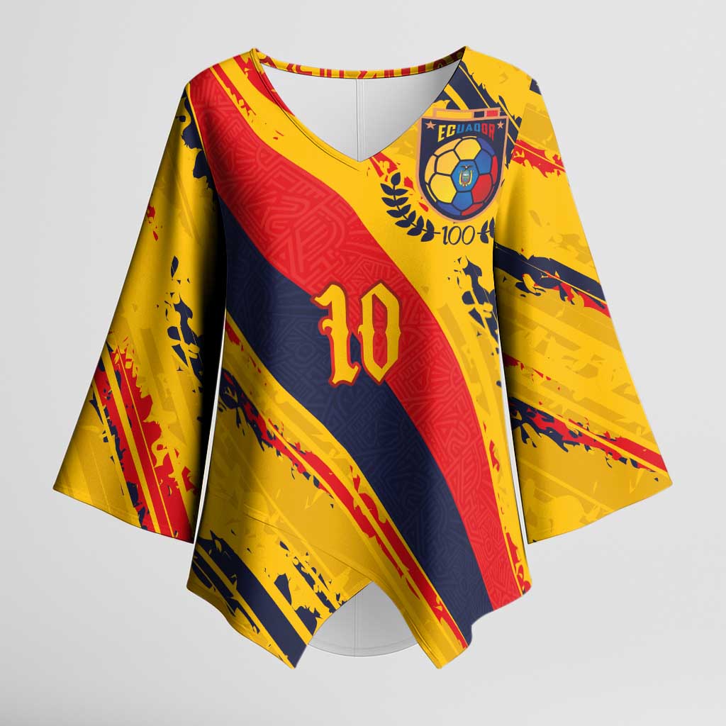 Custom Ecuador Football Kimono Sleeve Blouse La Tricolor-100th Anniversary - Wonder Print Shop