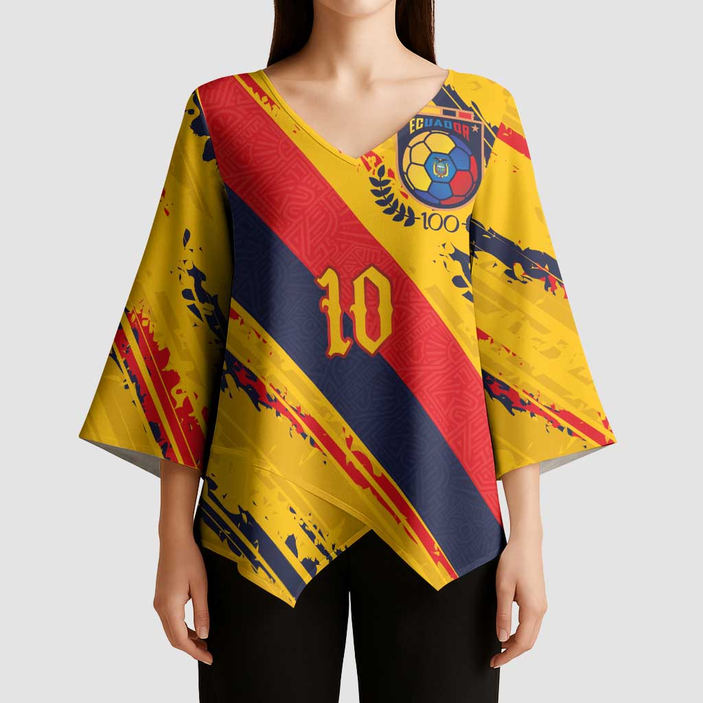 Custom Ecuador Football Kimono Sleeve Blouse La Tricolor-100th Anniversary - Wonder Print Shop