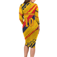 Custom Ecuador Football Long Sleeve Bodycon Dress La Tricolor-100th Anniversary - Wonder Print Shop