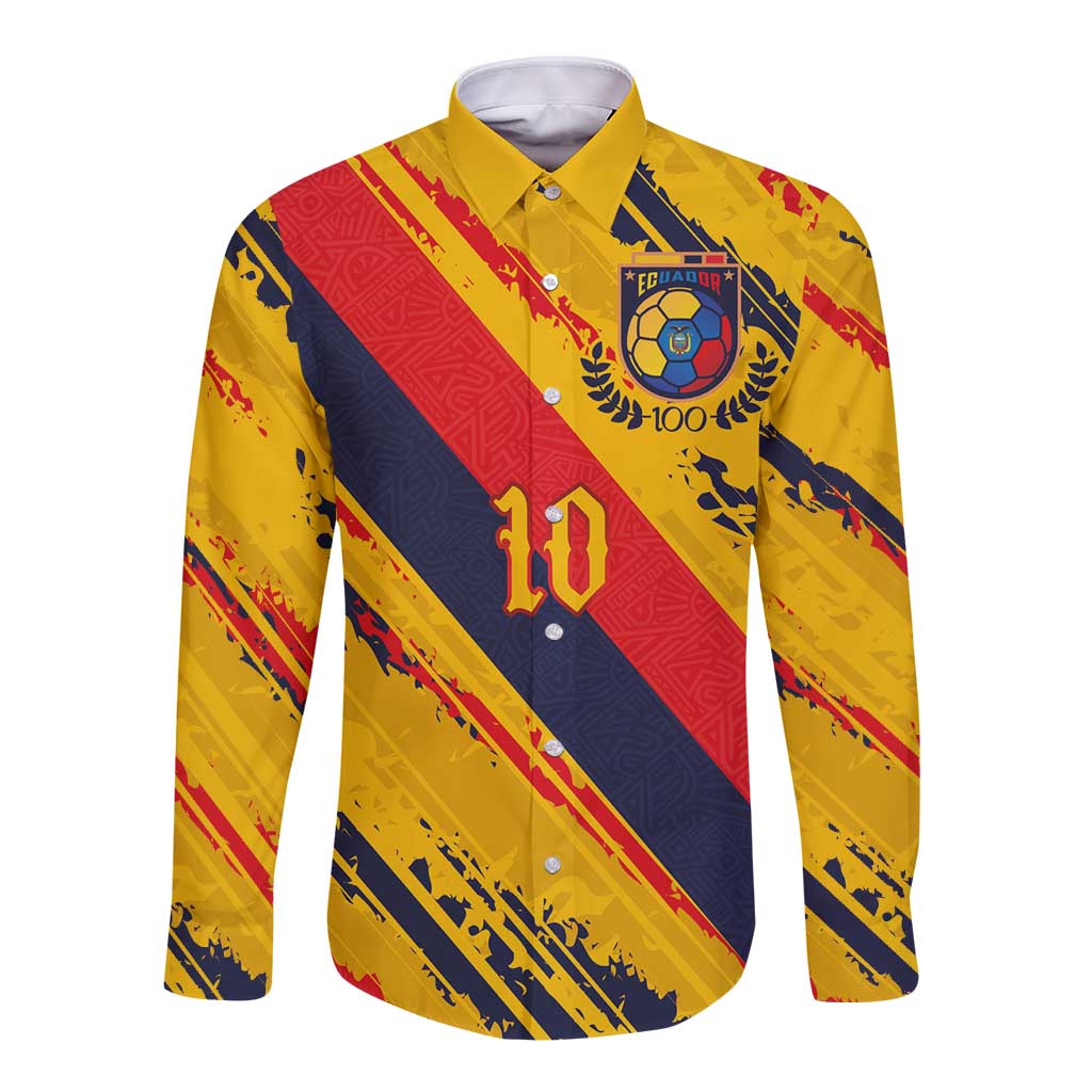 Custom Ecuador Football Long Sleeve Button Shirt La Tricolor-100th Anniversary - Wonder Print Shop