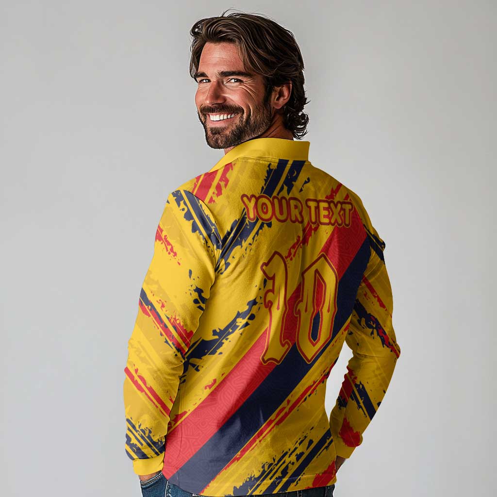 Custom Ecuador Football Long Sleeve Polo Shirt La Tricolor-100th Anniversary - Wonder Print Shop