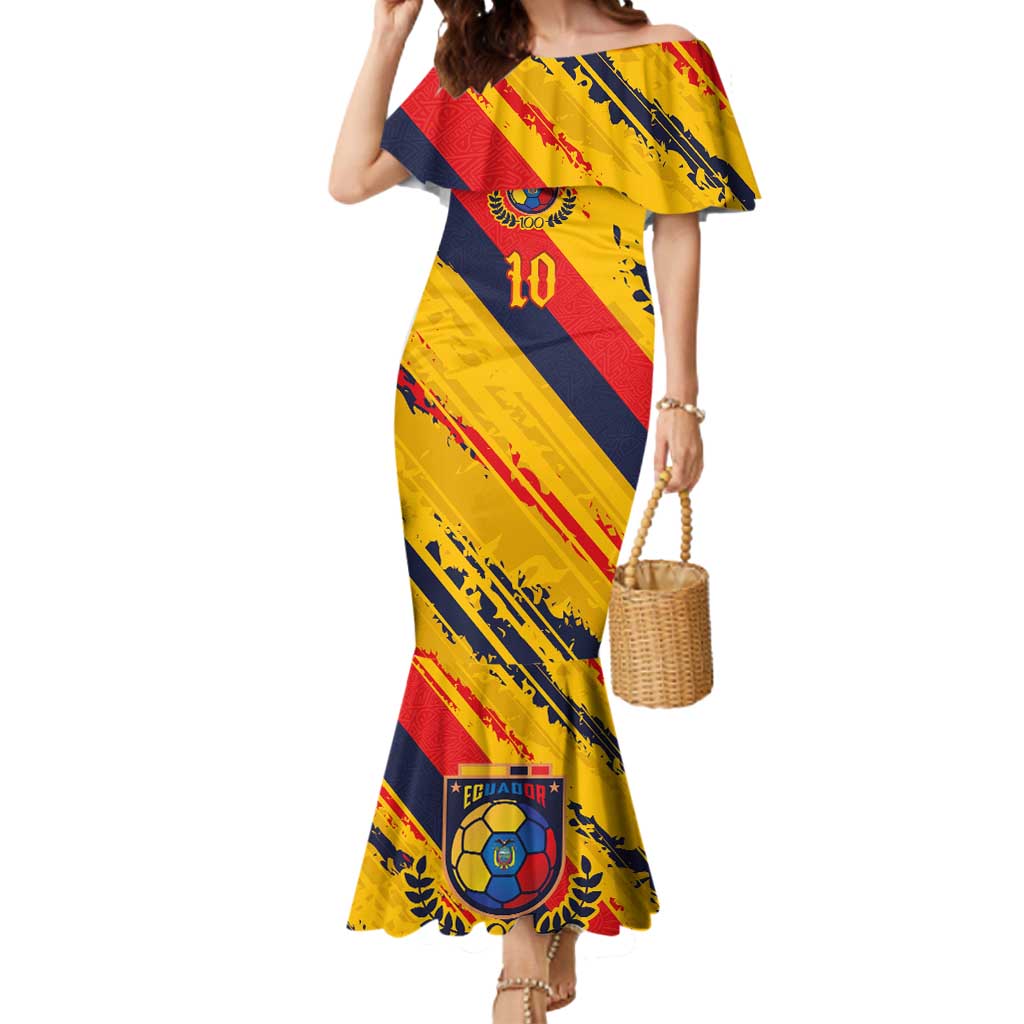 Custom Ecuador Football Mermaid Dress La Tricolor-100th Anniversary - Wonder Print Shop