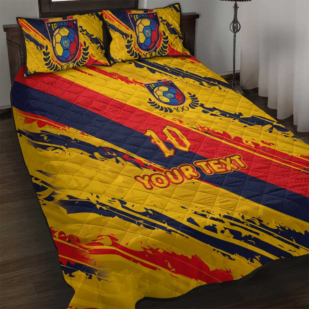 Custom Ecuador Football Quilt Bed Set La Tricolor-100th Anniversary - Wonder Print Shop