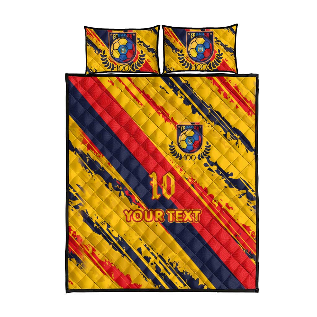 Custom Ecuador Football Quilt Bed Set La Tricolor-100th Anniversary - Wonder Print Shop