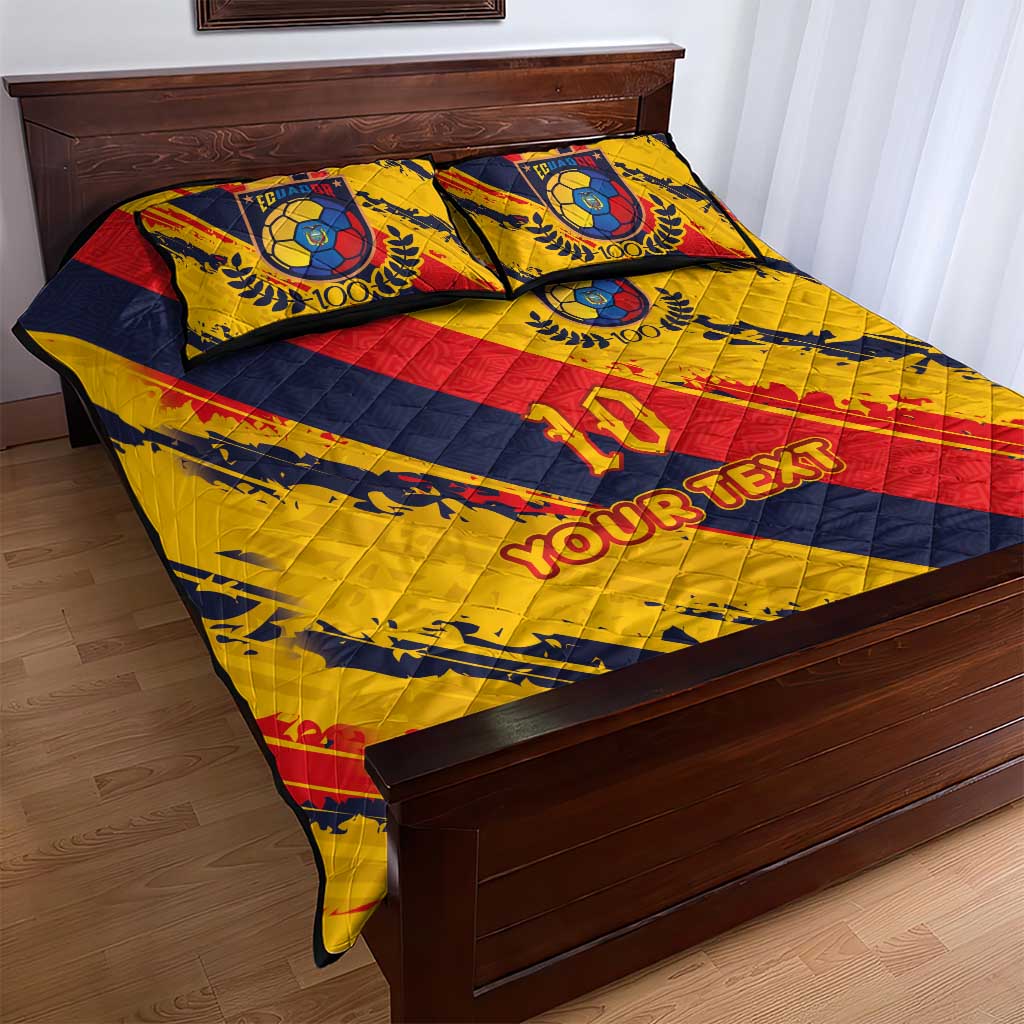 Custom Ecuador Football Quilt Bed Set La Tricolor-100th Anniversary - Wonder Print Shop