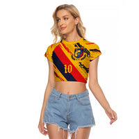 Custom Ecuador Football Raglan Cropped T Shirt La Tricolor-100th Anniversary - Wonder Print Shop