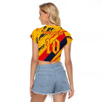Custom Ecuador Football Raglan Cropped T Shirt La Tricolor-100th Anniversary - Wonder Print Shop