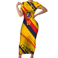 Custom Ecuador Football Short Sleeve Bodycon Dress La Tricolor-100th Anniversary - Wonder Print Shop