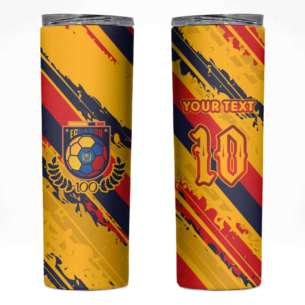 Custom Ecuador Football Skinny Tumbler La Tricolor-100th Anniversary - Wonder Print Shop