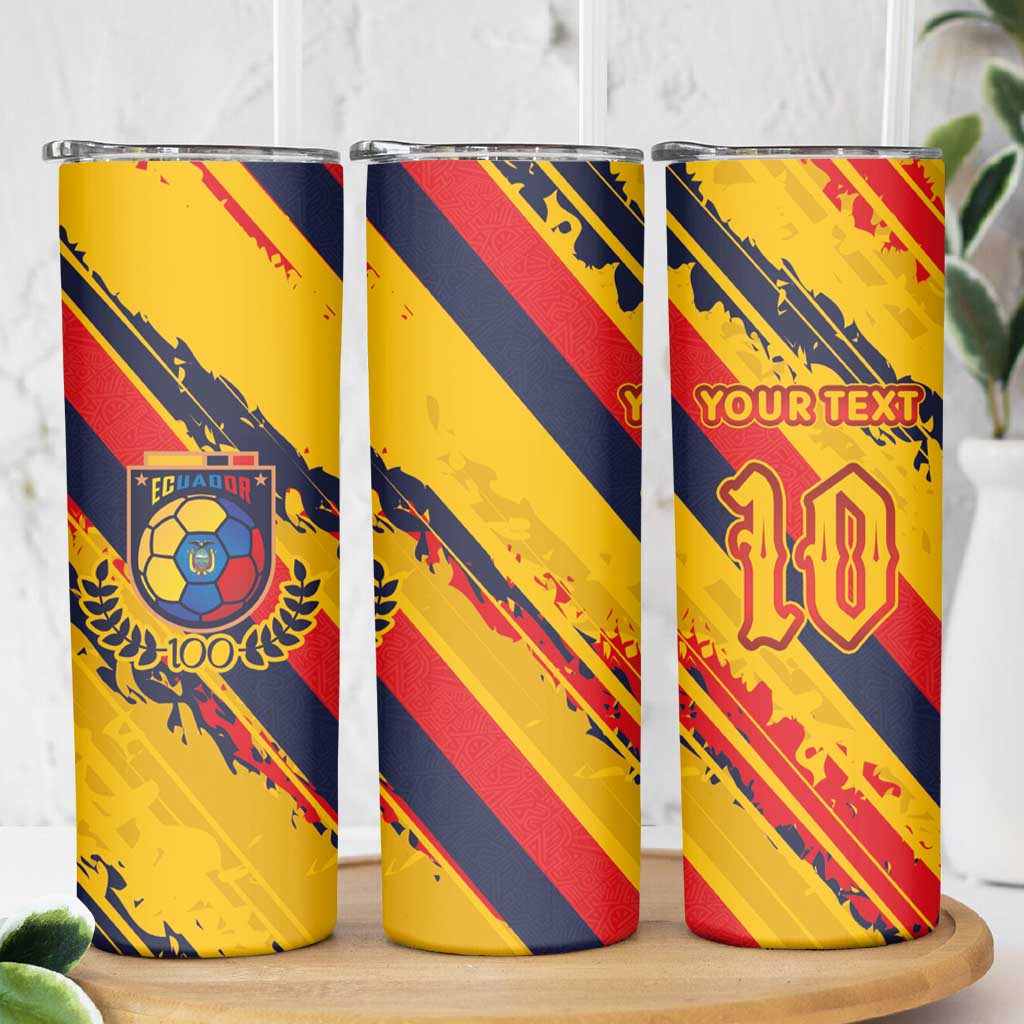 Custom Ecuador Football Skinny Tumbler La Tricolor-100th Anniversary - Wonder Print Shop