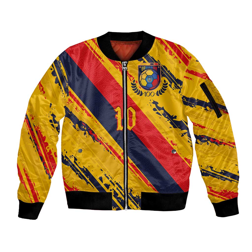 Custom Ecuador Football Sleeve Zip Bomber Jacket La Tricolor-100th Anniversary - Wonder Print Shop