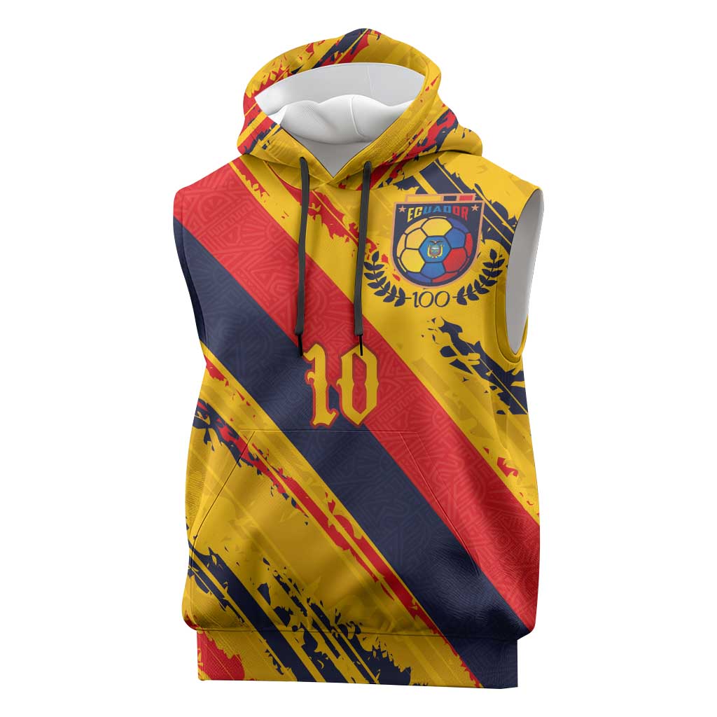 Custom Ecuador Football Sleeveless Hoodie La Tricolor-100th Anniversary - Wonder Print Shop