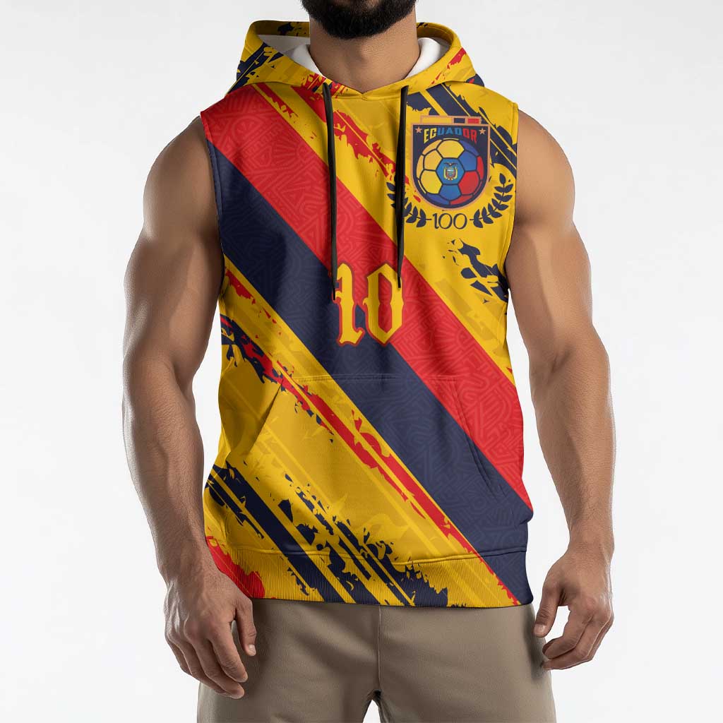 Custom Ecuador Football Sleeveless Hoodie La Tricolor-100th Anniversary - Wonder Print Shop