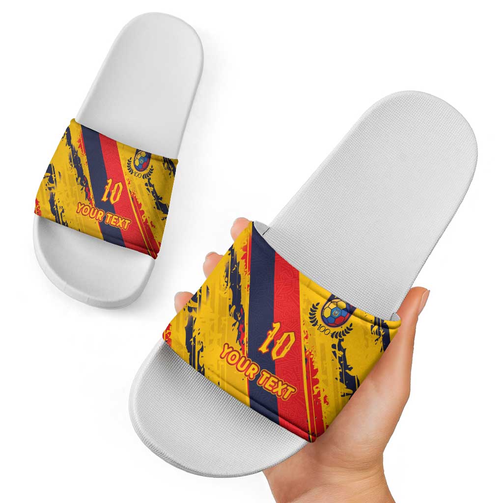 Custom Ecuador Football Slide Sandals La Tricolor-100th Anniversary - Wonder Print Shop