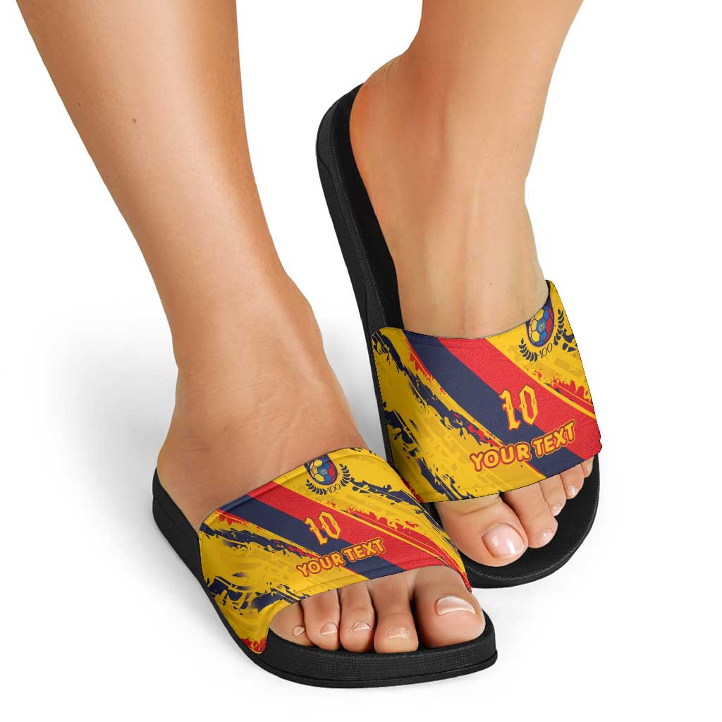 Custom Ecuador Football Slide Sandals La Tricolor-100th Anniversary - Wonder Print Shop