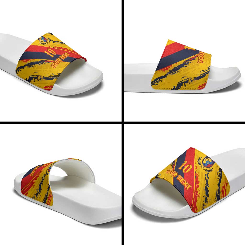 Custom Ecuador Football Slide Sandals La Tricolor-100th Anniversary - Wonder Print Shop