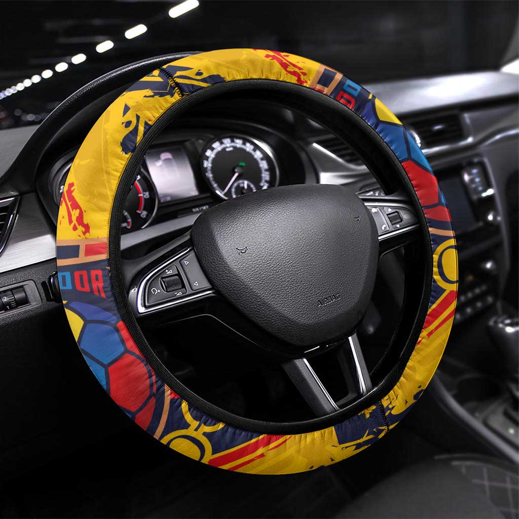 Ecuador Football Steering Wheel Cover La Tricolor-100th Anniversary - Wonder Print Shop