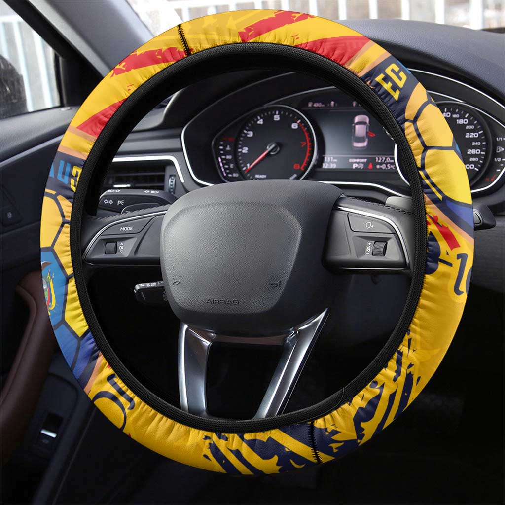 Ecuador Football Steering Wheel Cover La Tricolor-100th Anniversary - Wonder Print Shop