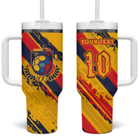 Custom Ecuador Football Tumbler With Handle La Tricolor-100th Anniversary - Wonder Print Shop