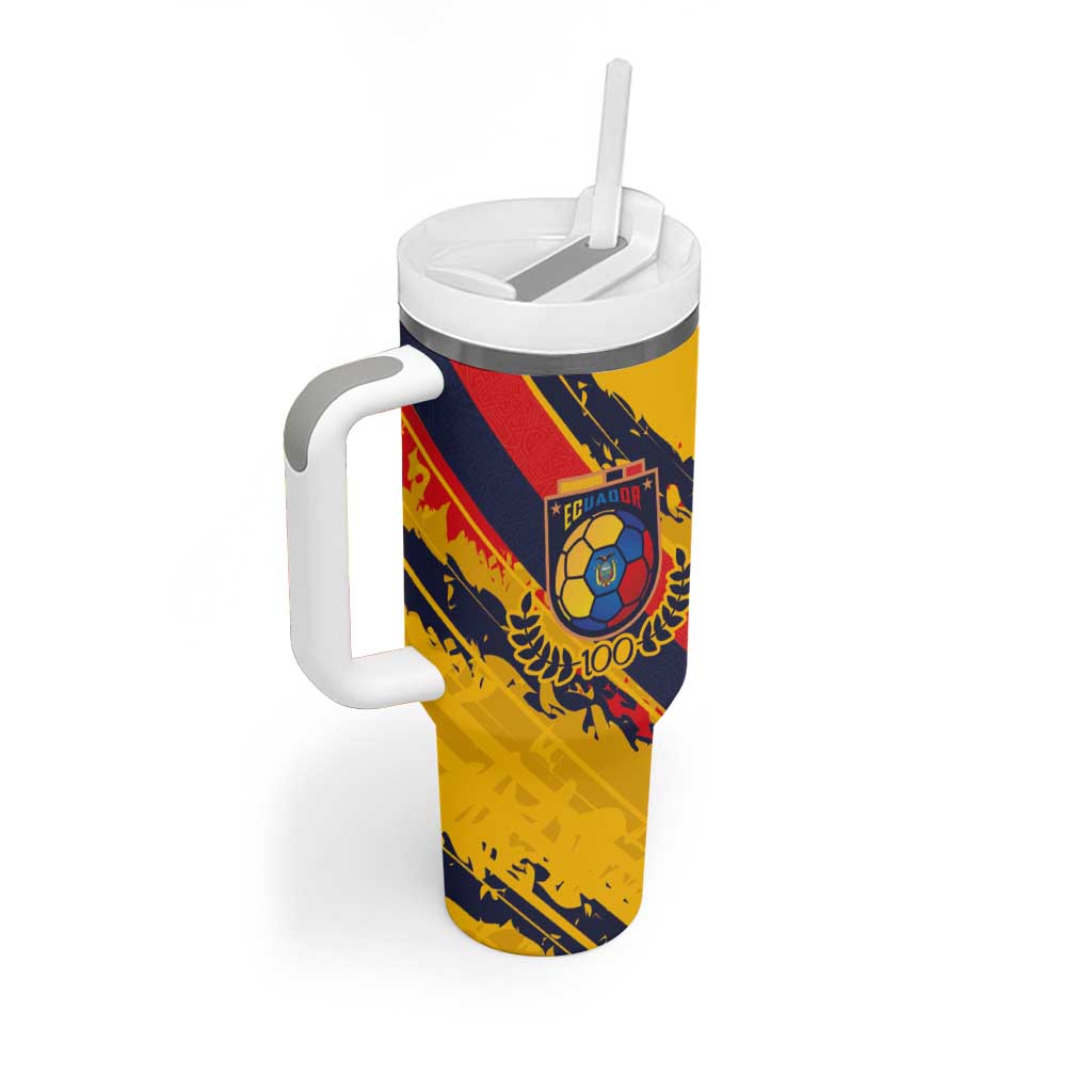 Custom Ecuador Football Tumbler With Handle La Tricolor-100th Anniversary - Wonder Print Shop