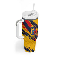 Custom Ecuador Football Tumbler With Handle La Tricolor-100th Anniversary - Wonder Print Shop