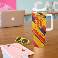 Custom Ecuador Football Tumbler With Handle La Tricolor-100th Anniversary - Wonder Print Shop