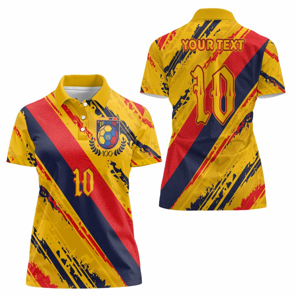 Custom Ecuador Football Women Polo Shirt La Tricolor-100th Anniversary - Wonder Print Shop