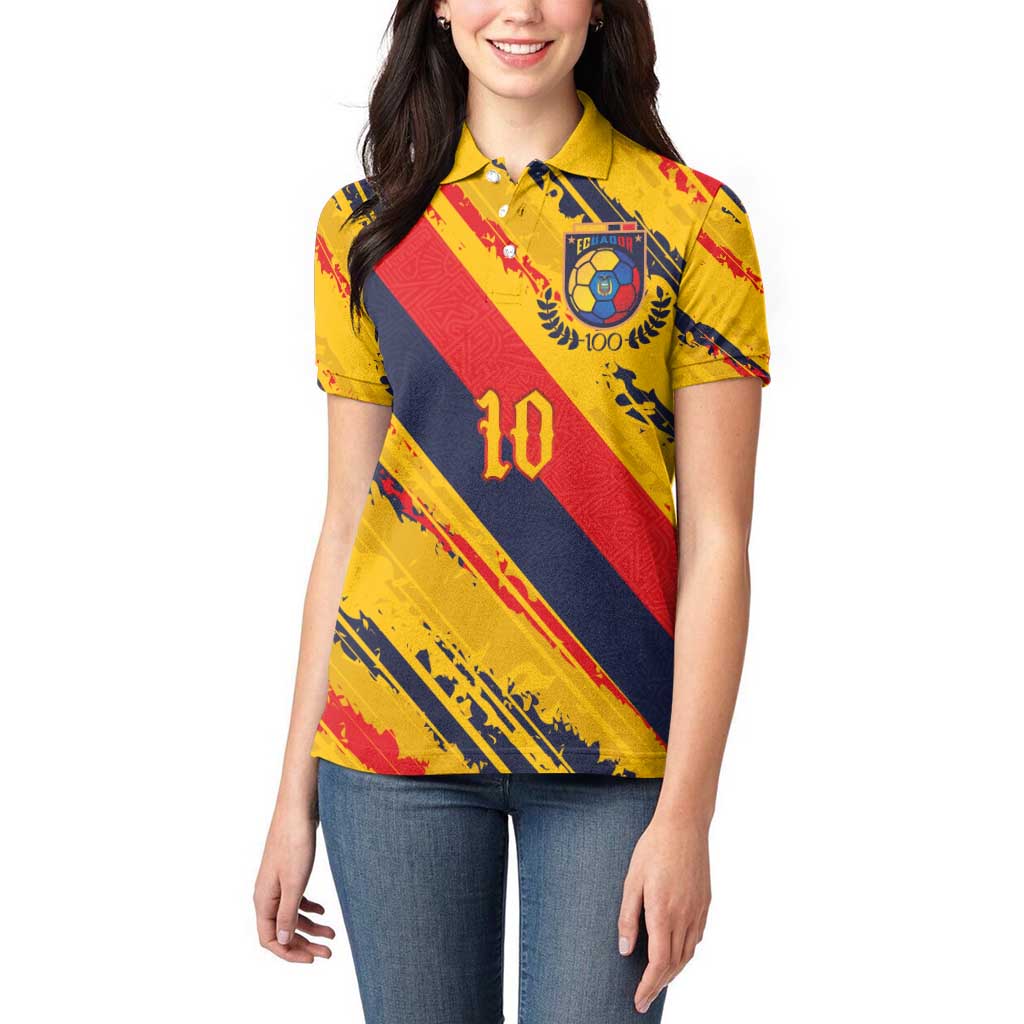 Custom Ecuador Football Women Polo Shirt La Tricolor-100th Anniversary - Wonder Print Shop