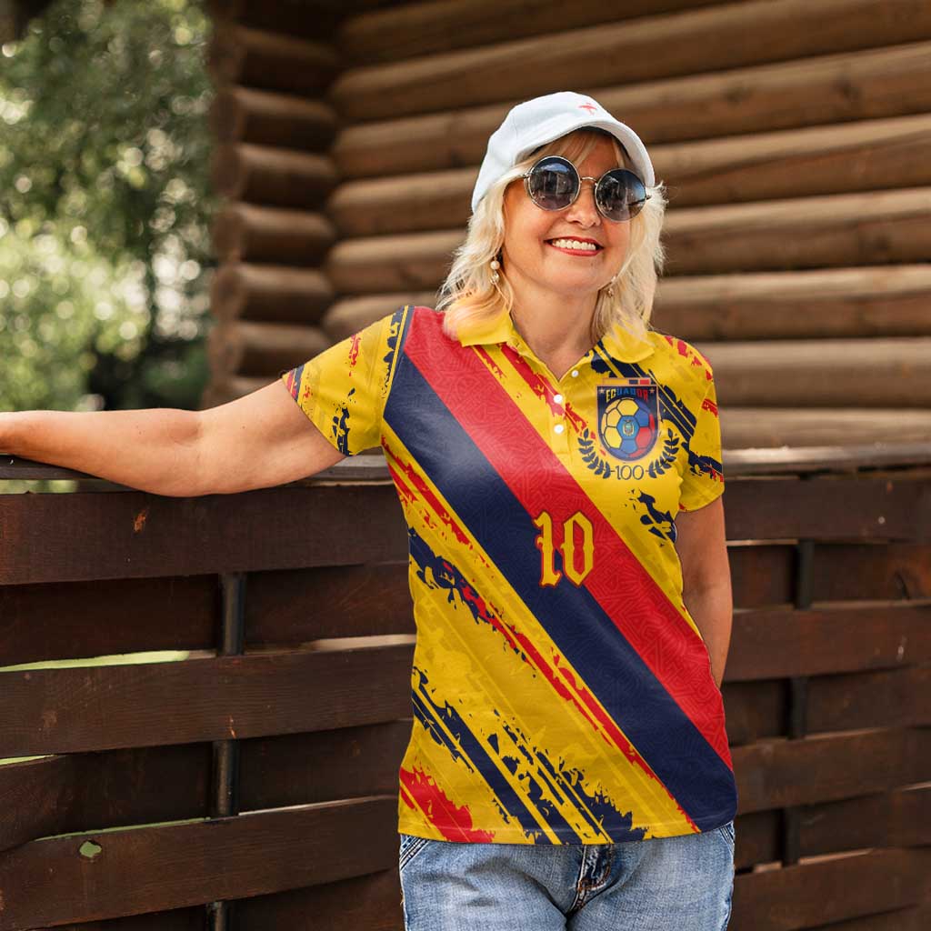 Custom Ecuador Football Women Polo Shirt La Tricolor-100th Anniversary - Wonder Print Shop