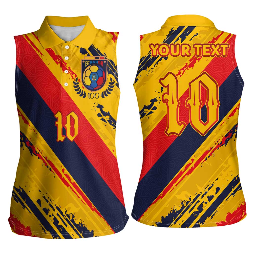 Custom Ecuador Football Women Sleeveless Polo Shirt La Tricolor-100th Anniversary - Wonder Print Shop