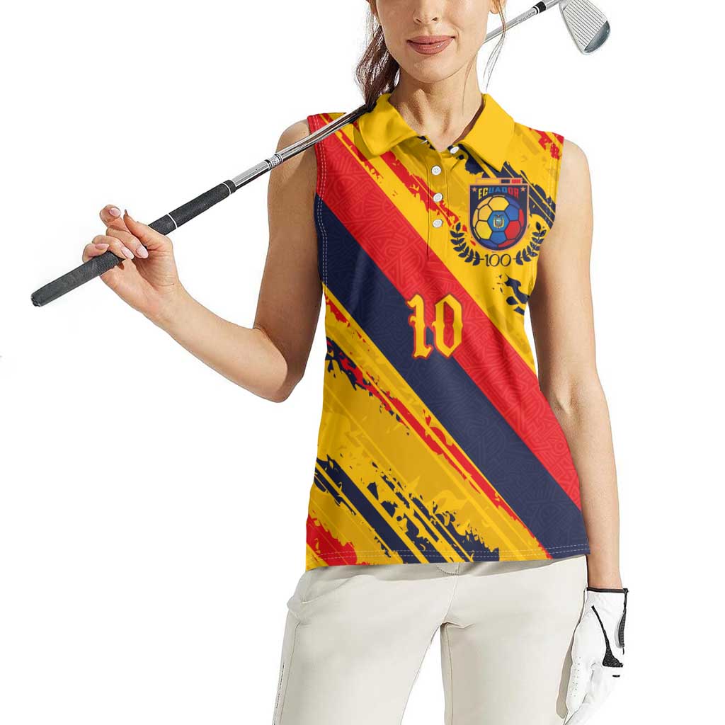 Custom Ecuador Football Women Sleeveless Polo Shirt La Tricolor-100th Anniversary - Wonder Print Shop