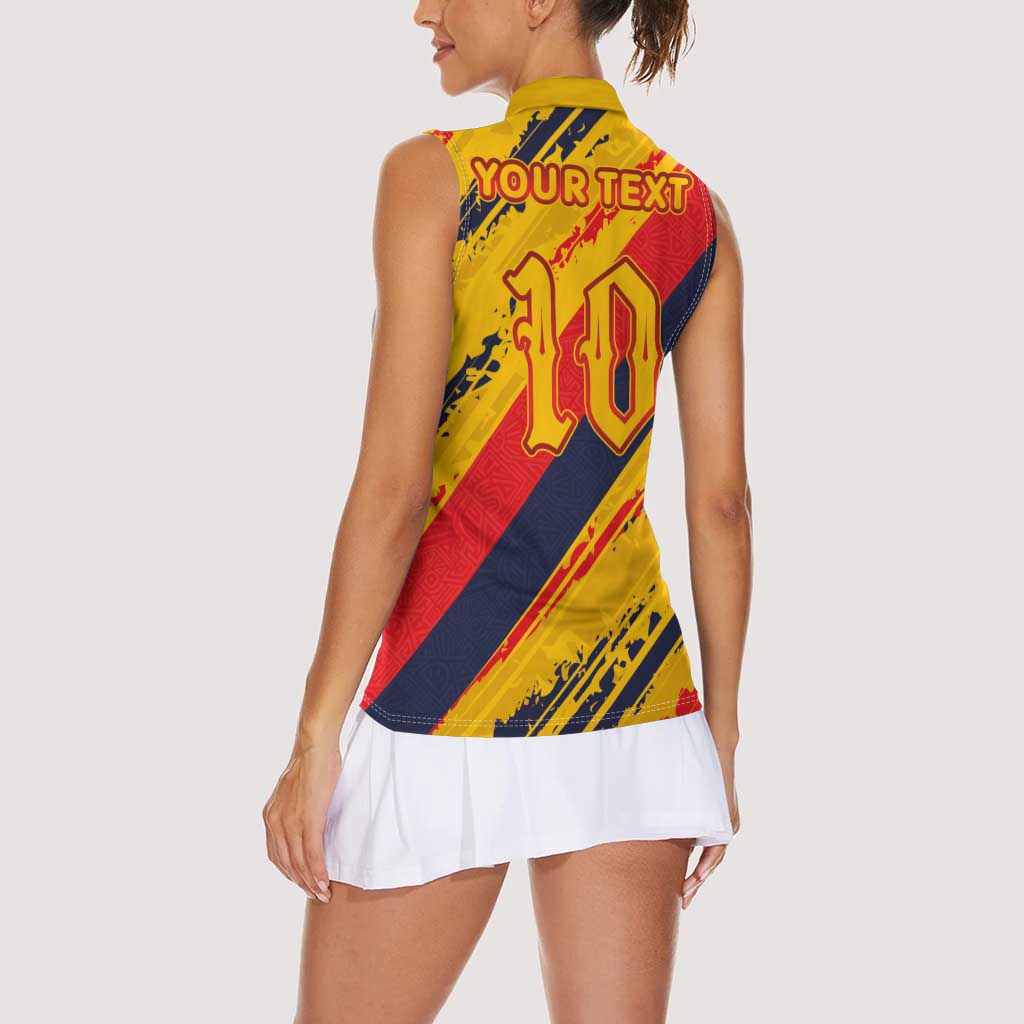 Custom Ecuador Football Women Sleeveless Polo Shirt La Tricolor-100th Anniversary - Wonder Print Shop