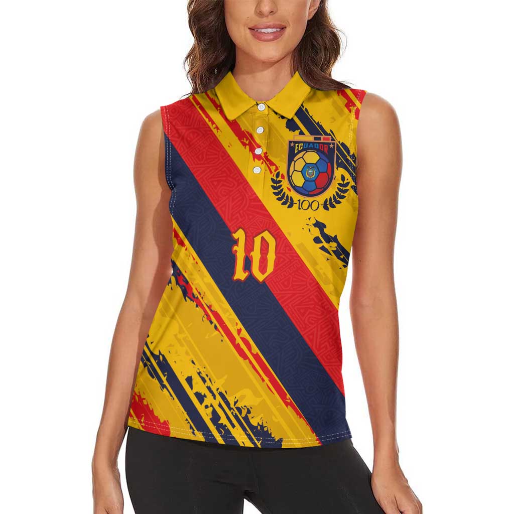 Custom Ecuador Football Women Sleeveless Polo Shirt La Tricolor-100th Anniversary - Wonder Print Shop