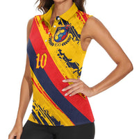 Custom Ecuador Football Women Sleeveless Polo Shirt La Tricolor-100th Anniversary - Wonder Print Shop