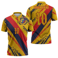 Custom Ecuador Football Zipper Polo Shirt La Tricolor-100th Anniversary - Wonder Print Shop