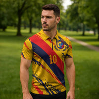 Custom Ecuador Football Zipper Polo Shirt La Tricolor-100th Anniversary - Wonder Print Shop