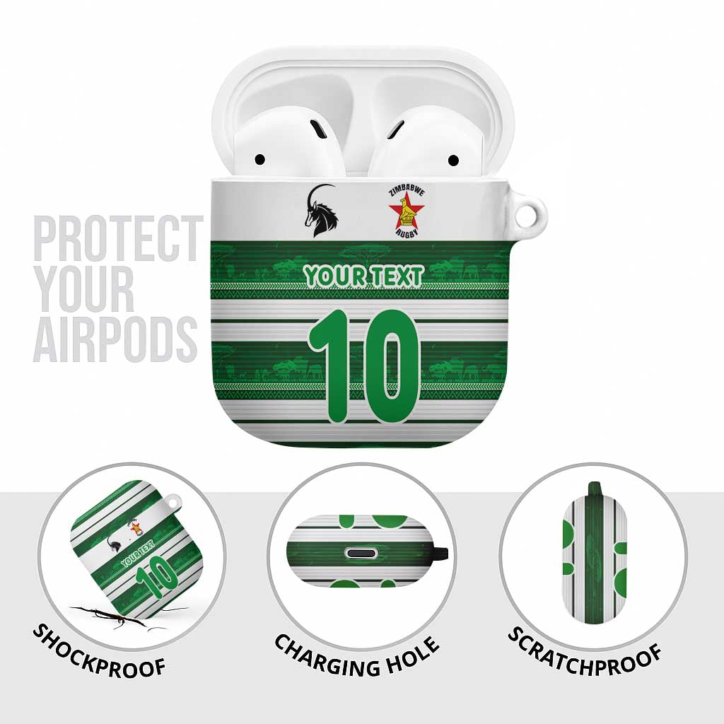 Custom Zimbabwe Rugby AirPods Case African Heritage Stripes Style - Wonder Print Shop