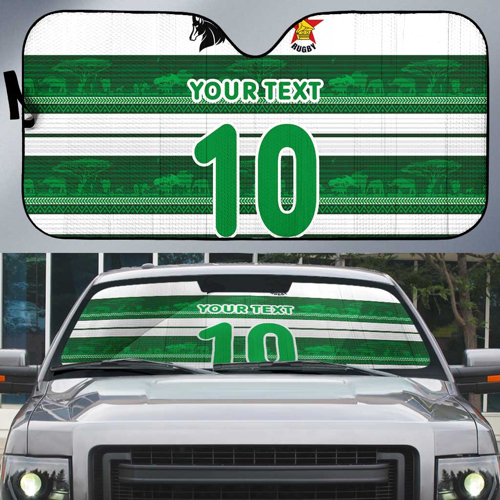 Custom Zimbabwe Rugby Auto Sun Shade African Heritage Stripes Style - Wonder Print Shop