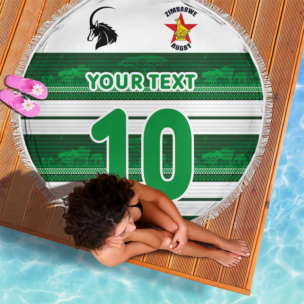 Custom Zimbabwe Rugby Beach Blanket African Heritage Stripes Style - Wonder Print Shop