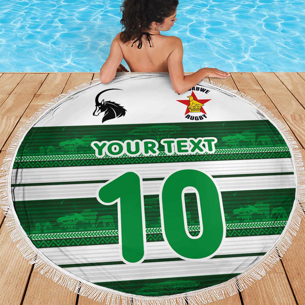 Custom Zimbabwe Rugby Beach Blanket African Heritage Stripes Style - Wonder Print Shop