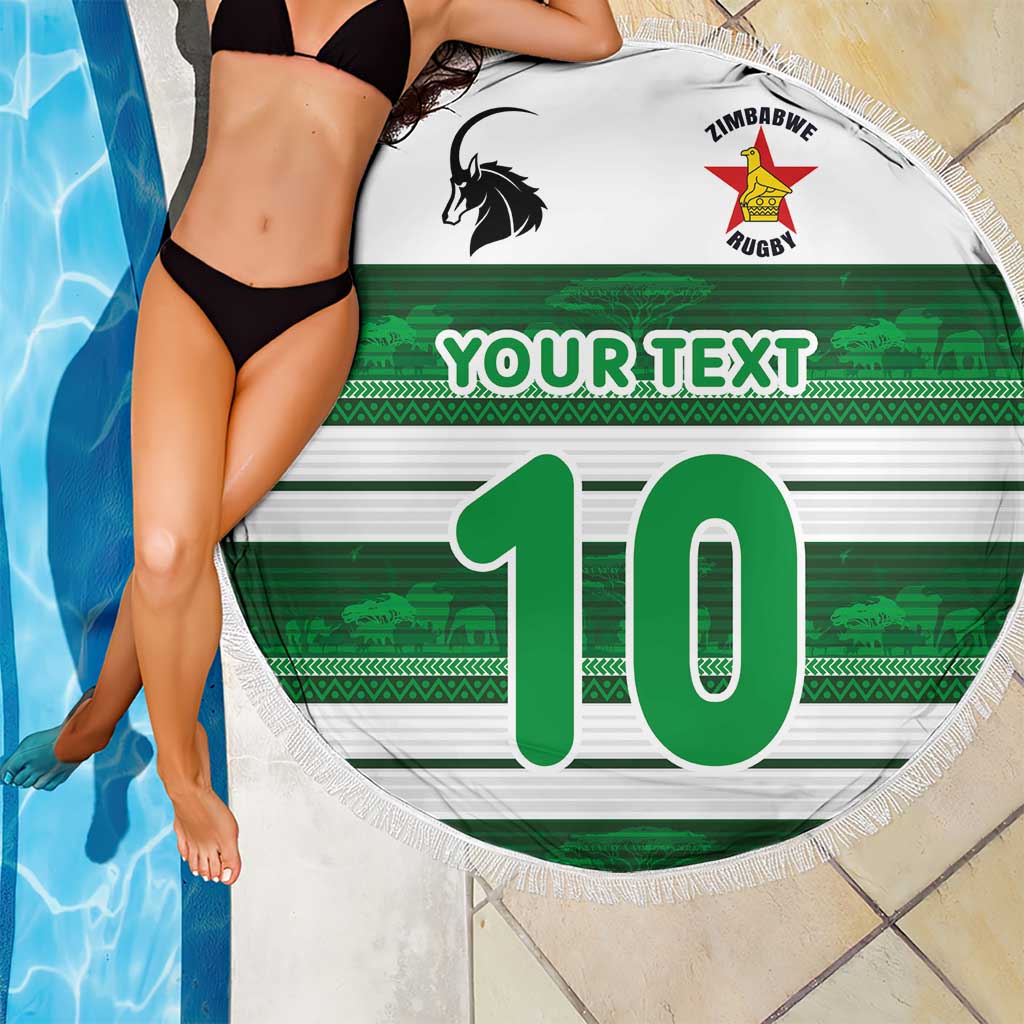 Custom Zimbabwe Rugby Beach Blanket African Heritage Stripes Style - Wonder Print Shop