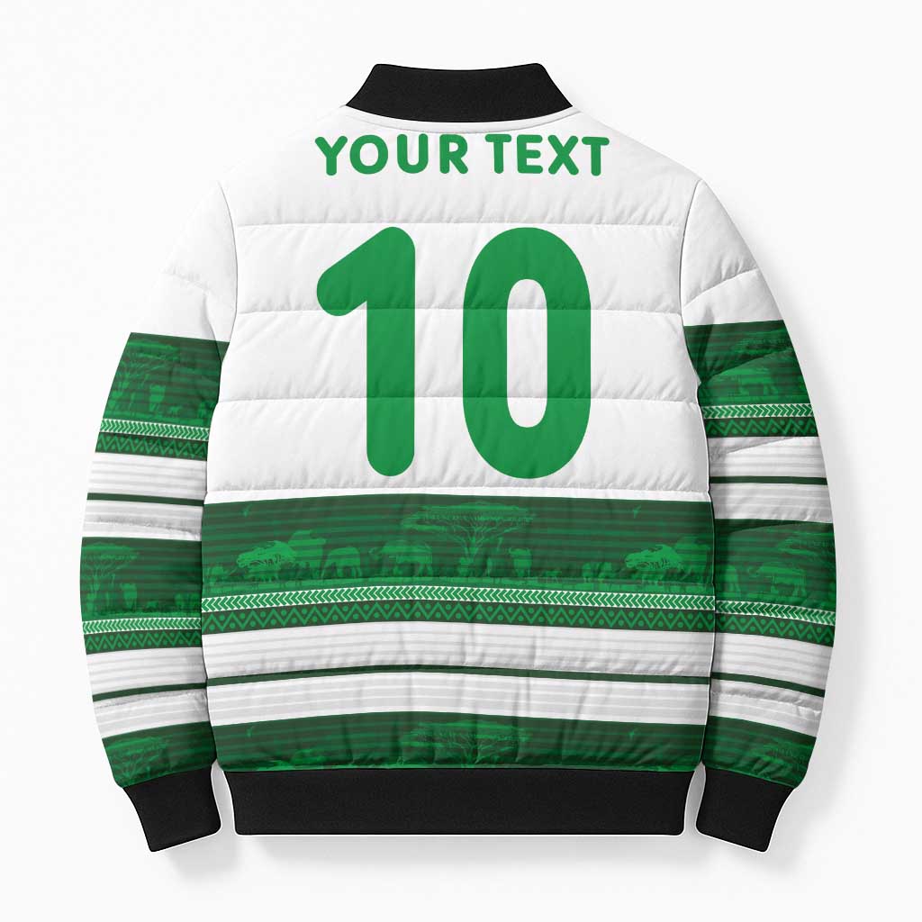 Custom Zimbabwe Rugby Bomber Puffer Jacket African Heritage Stripes Style - Wonder Print Shop