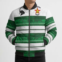 Custom Zimbabwe Rugby Bomber Puffer Jacket African Heritage Stripes Style - Wonder Print Shop