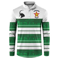 Custom Zimbabwe Rugby Button Sweatshirt African Heritage Stripes Style - Wonder Print Shop
