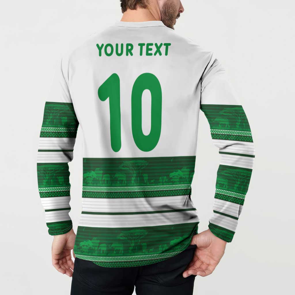 Custom Zimbabwe Rugby Button Sweatshirt African Heritage Stripes Style - Wonder Print Shop