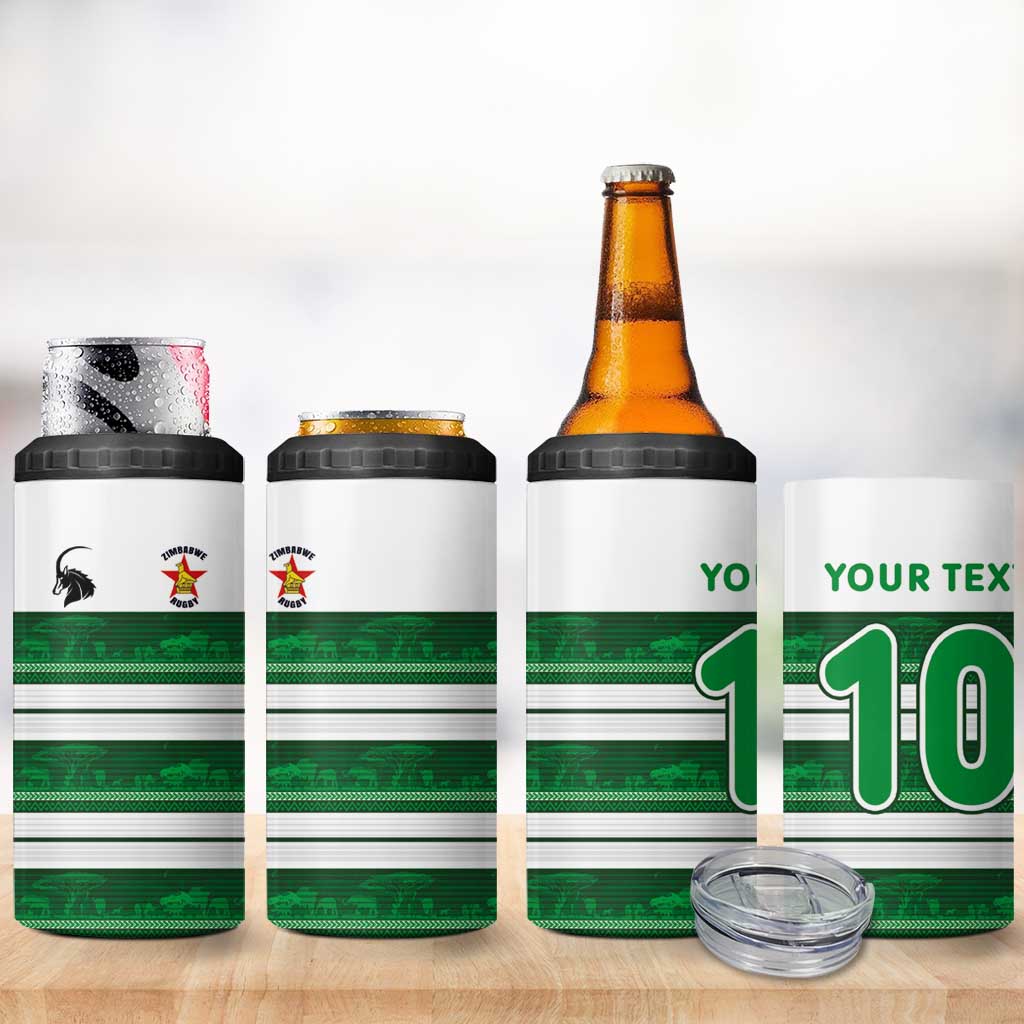 Custom Zimbabwe Rugby 4 in 1 Can Cooler Tumbler African Heritage Stripes Style - Wonder Print Shop